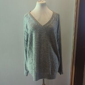Gray V-Neck Women's Sweater